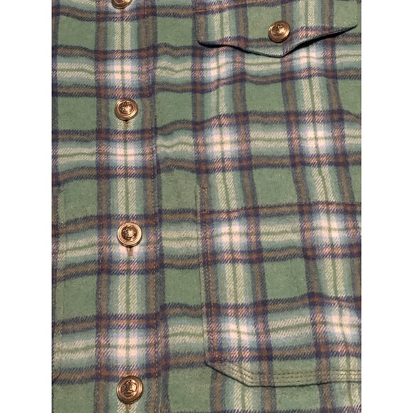 American Eagle Plaid Flannel Button-Up Shirt Shacket L Long Sleeve Classic Fit - Picture 2 of 7